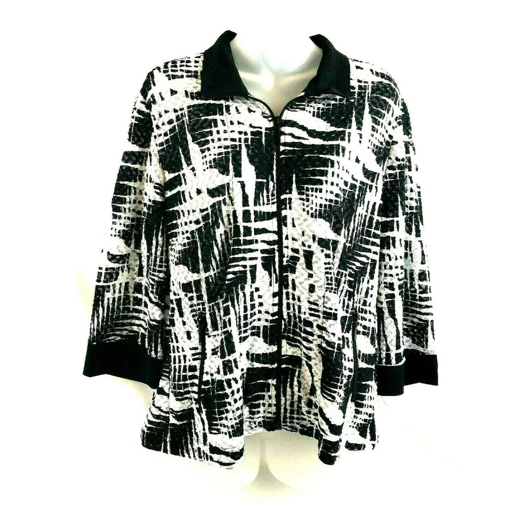 Southern Lady Women's Burnout Jacket Blazer Small Black Pockets Zipper Front